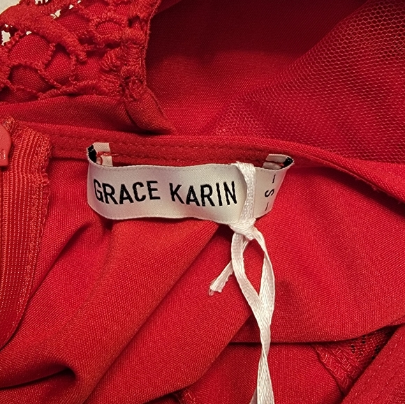 GRACE KARIN Women Red Sleeveless Lace V-Neck A Line Party Dress, NWT, Size S - Picture 9 of 9